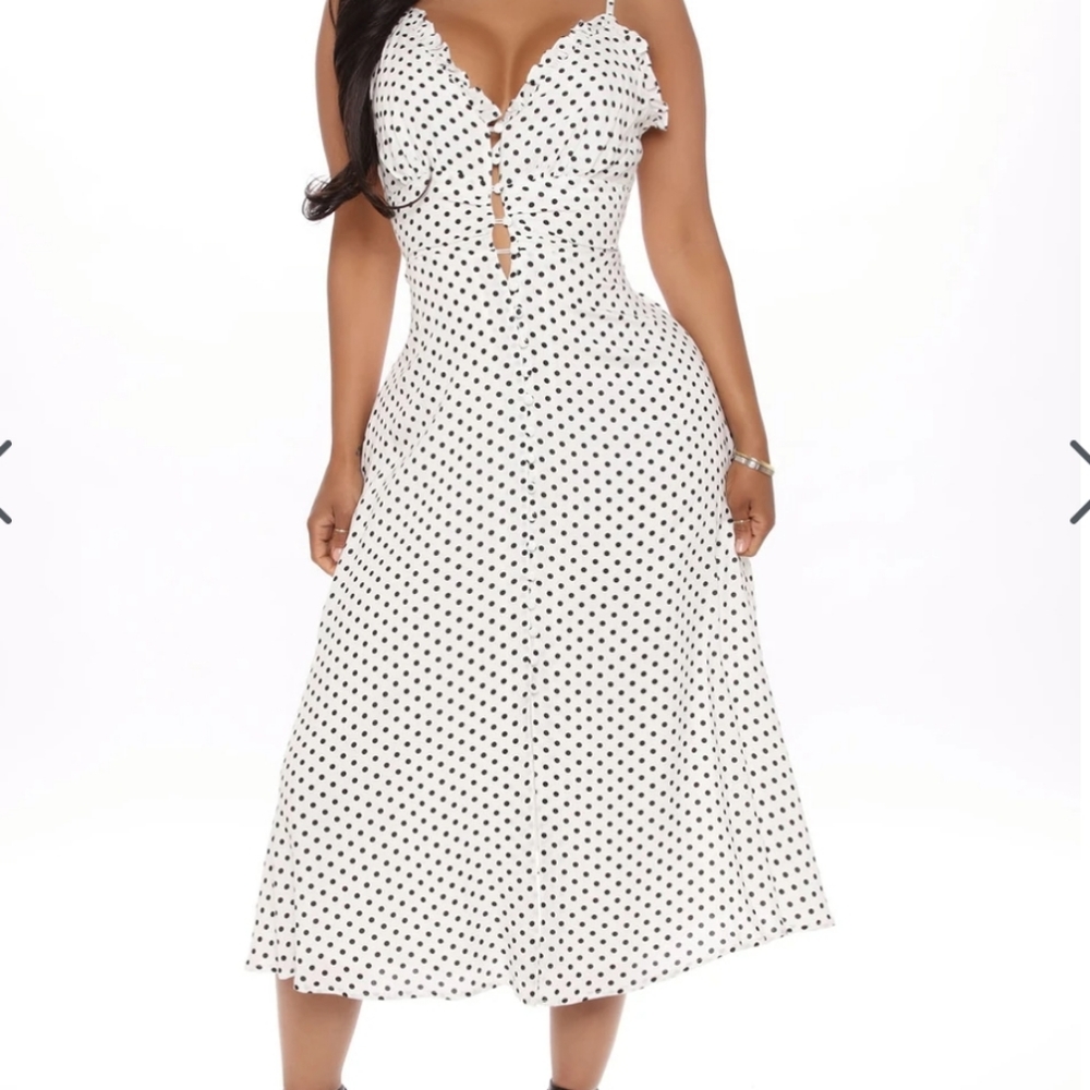 Fashionova Blue Polka Dot Mid Dress